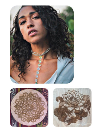 Photos of Carida Cira Diaz and her art