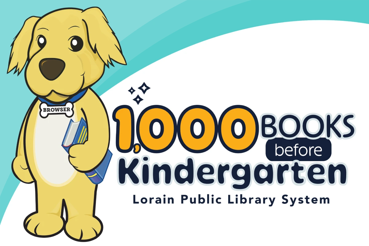Browser with a book and the words "1,000 Books Before Kindergarten"