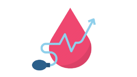 Blood Droplet with rising heartbeat chart arrow