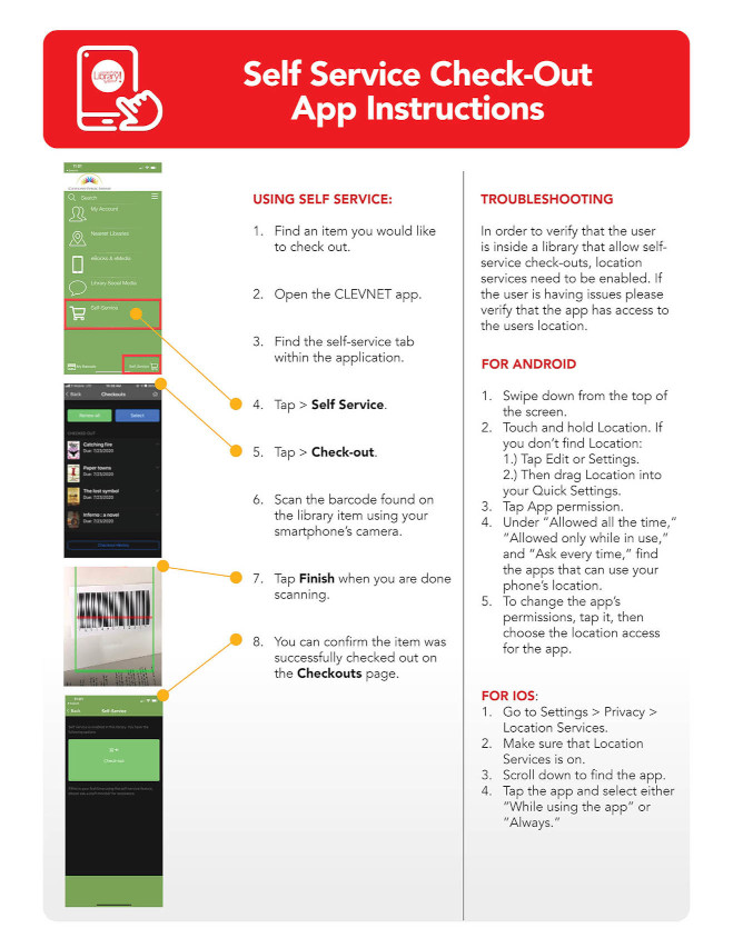 Self Check out Flyer - Contact Library Branch for more info