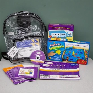 Photo of the contents in Early Literacy Backpack #2