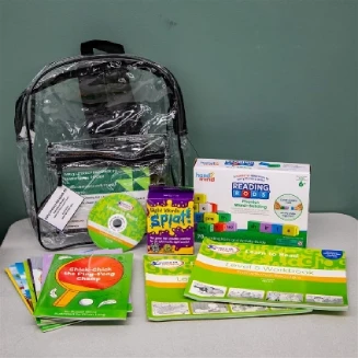 Photo of the contents in Early Literacy Backpack #3